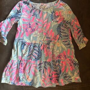 Lilly Pulitzer Pink and Blue Floral Kids Dress XS